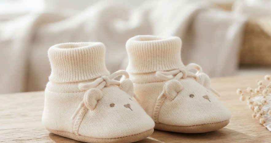 Organic Cotton Bear Booties — detail view