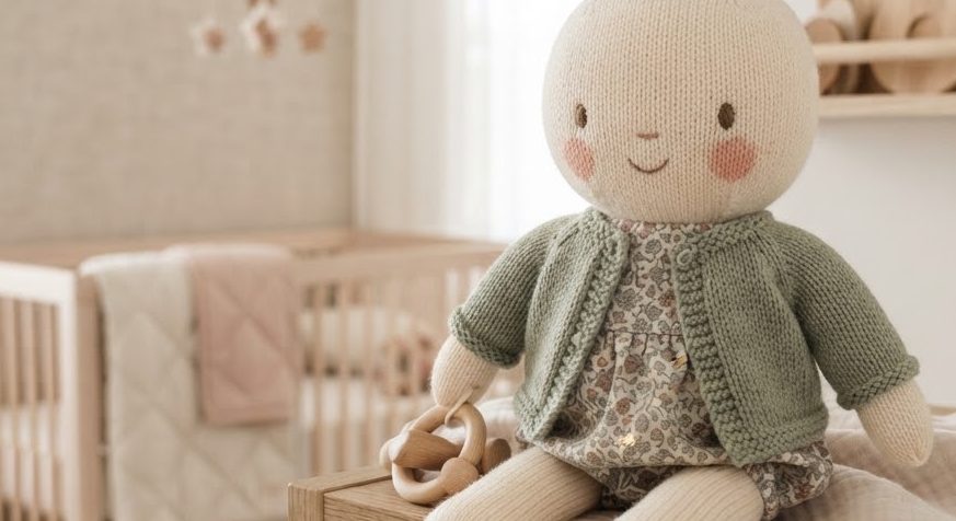 Hand-Knitted Mia Doll — detail view