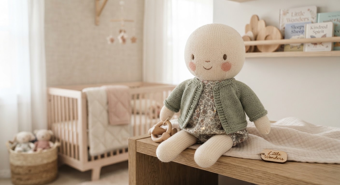 Hand-Knitted Mia Doll — 3–5 yrs