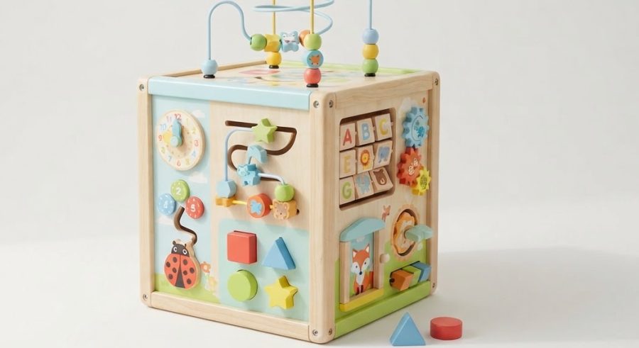 7-in-1 Wooden Activity Cube — alternate view