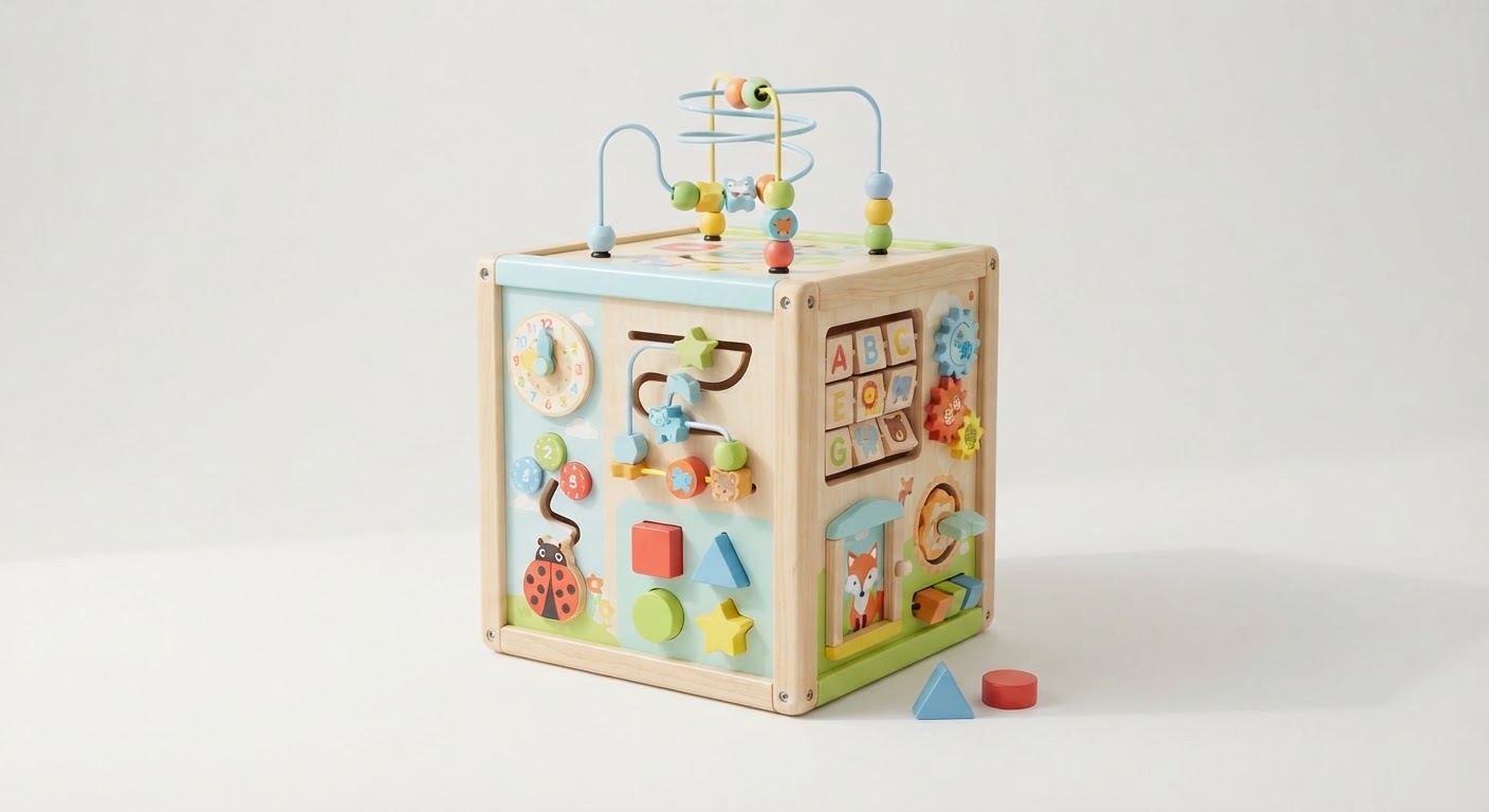 7-in-1 Wooden Activity Cube — 3–5 yrs